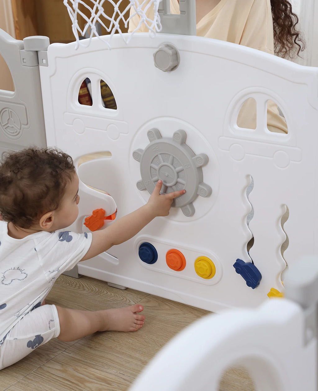 Recinto pieghevole per bambini UBRAVOO con canestro da basket e 50 palline colorate,14 PANNELLI