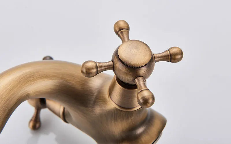 Rubinetto antico per bidet, doccia, lavabo, bagno, maniglie doppie, miscelatore per acqua calda e fredda, antico Brass Swivel Spout Toilet Water Tap