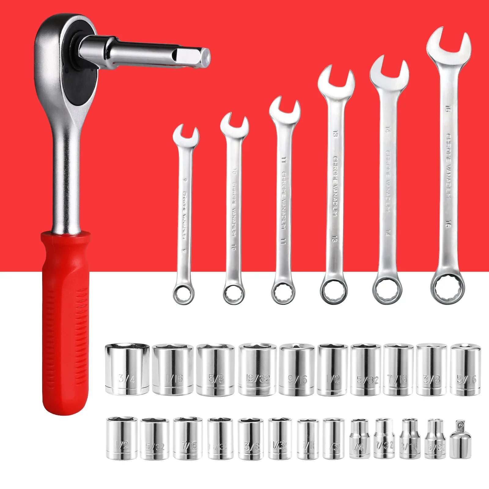 198 Piece Socket Wrench Auto Repair Tool Combination Package Mixed Tool Set Hand Tool Kit with Plastic Toolbox Storage Case