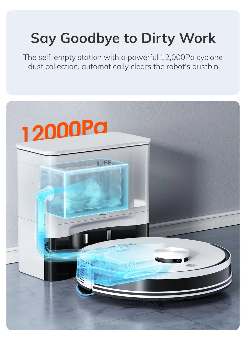 ILIFE A30 PRO 5000Pa Aspirazione, Robot Aspirapolvere e Lavapavimenti Combo
