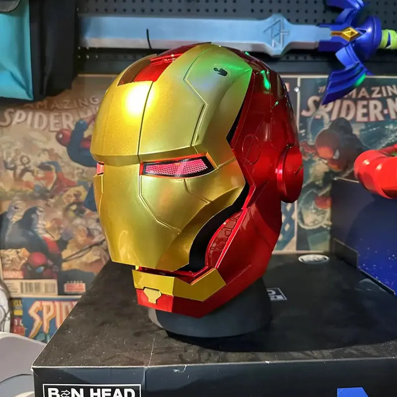 Casco Iron Man MK5 Jarvis indossabile, elettrico, apribile e chiudibile, con funzioni di trasformazione e illuminazione.
