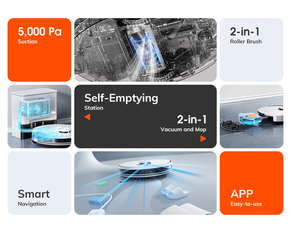 ILIFE A30 PRO 5000Pa Aspirazione, Robot Aspirapolvere e Lavapavimenti Combo