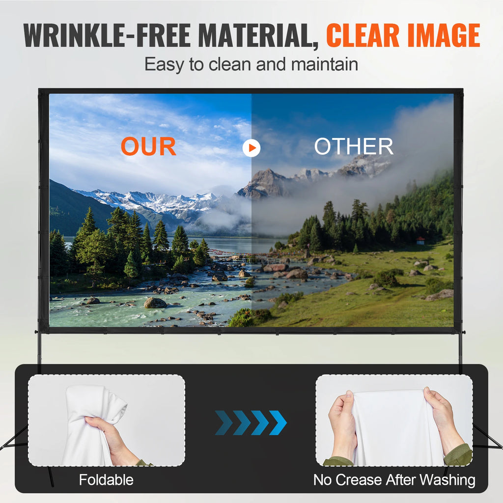 Schermo per proiettore SucceBuy con supporto da 100, 120 e 150 pollici, 16:9, 4K, 1080 HD, schermo di proiezione portatile per home office, cinema