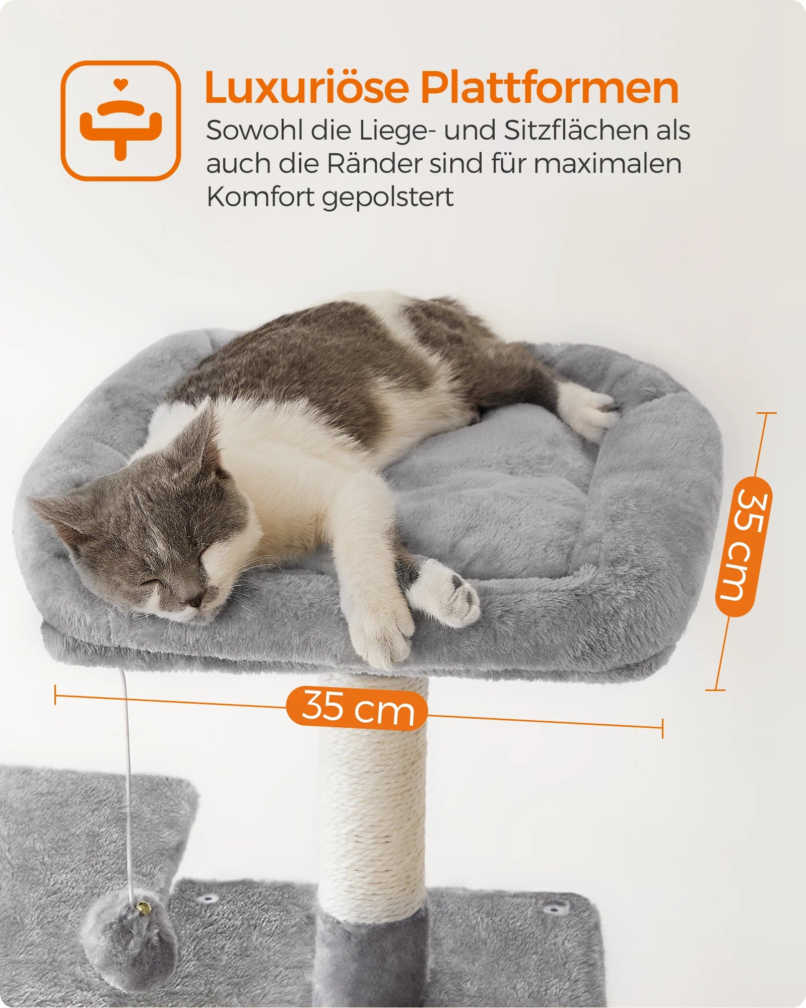 gioco per gatti, 143 cm high, cat tree, multi-storey cat house, with 4 scratching pillars, 2 platforms, hammock, Cave