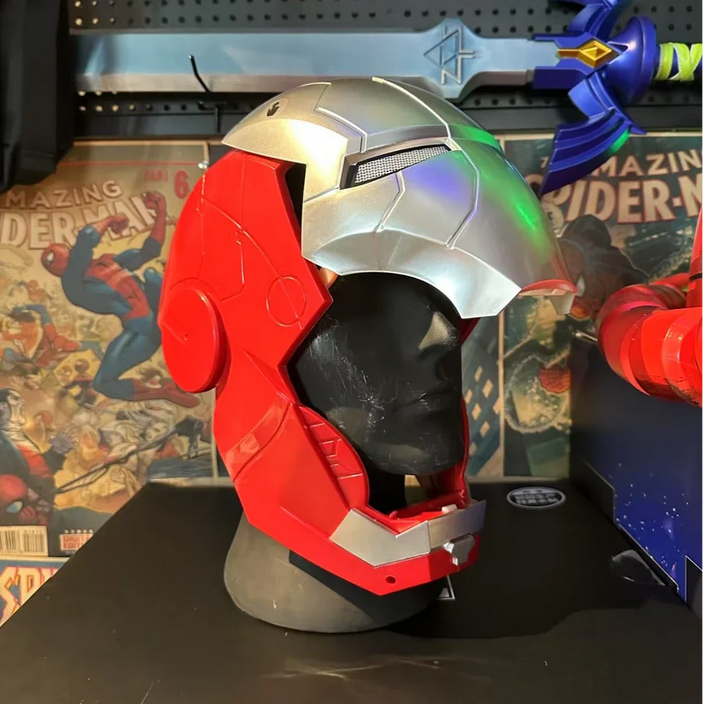 Casco Iron Man MK5 Jarvis indossabile, elettrico, apribile e chiudibile, con funzioni di trasformazione e illuminazione.