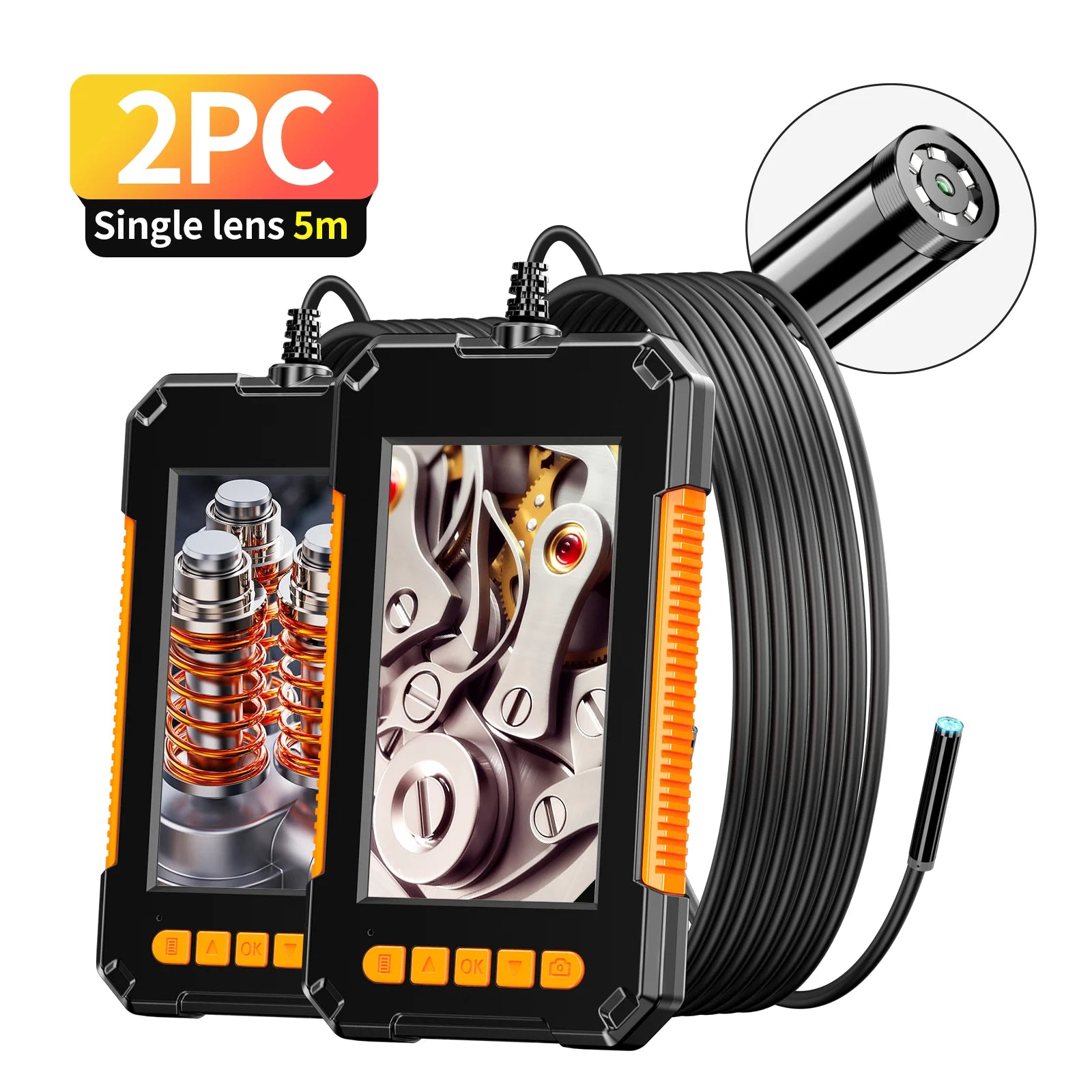 Single Dual Lens Borescope 4.3" LCD Endoscope Camera with 8 Light 1080 HD Inspection Camera for Checking Car Sewer