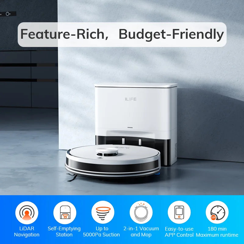 ILIFE A30 PRO 5000Pa Aspirazione, Robot Aspirapolvere e Lavapavimenti Combo