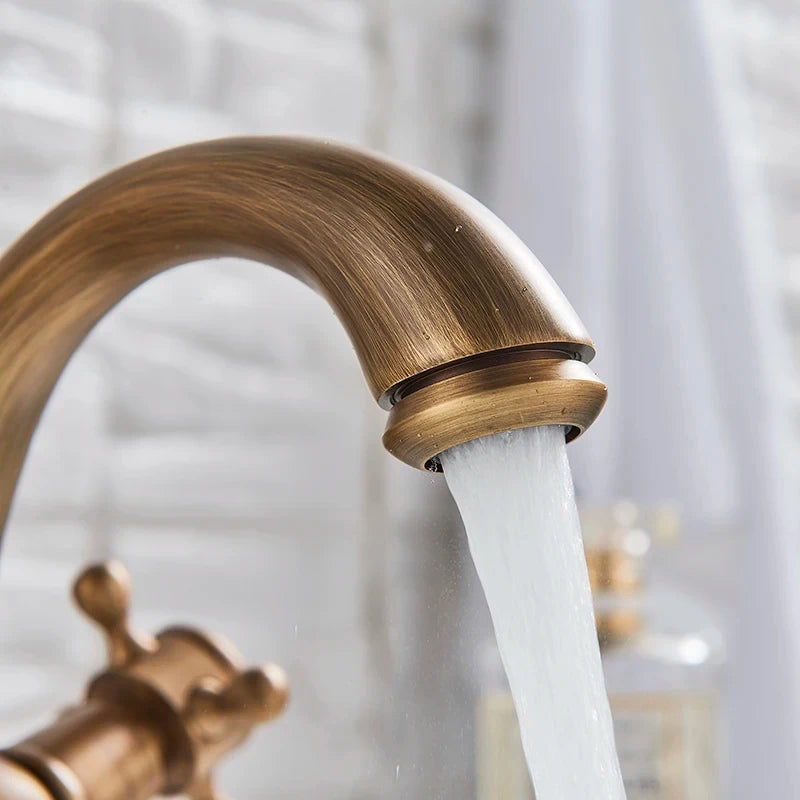 Rubinetto antico per bidet, doccia, lavabo, bagno, maniglie doppie, miscelatore per acqua calda e fredda, antico Brass Swivel Spout Toilet Water Tap