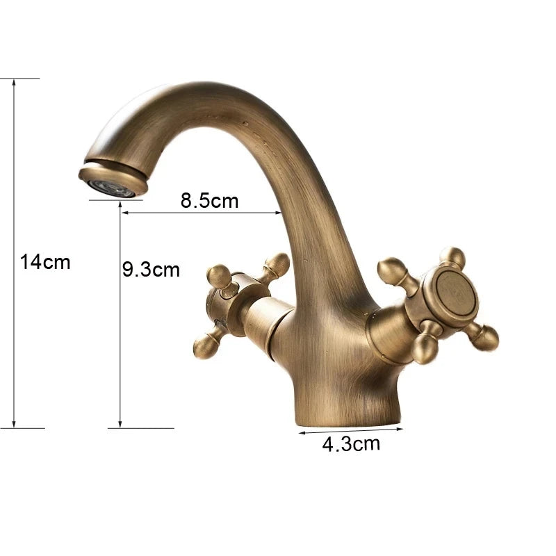 Rubinetto antico per bidet, doccia, lavabo, bagno, maniglie doppie, miscelatore per acqua calda e fredda, antico Brass Swivel Spout Toilet Water Tap