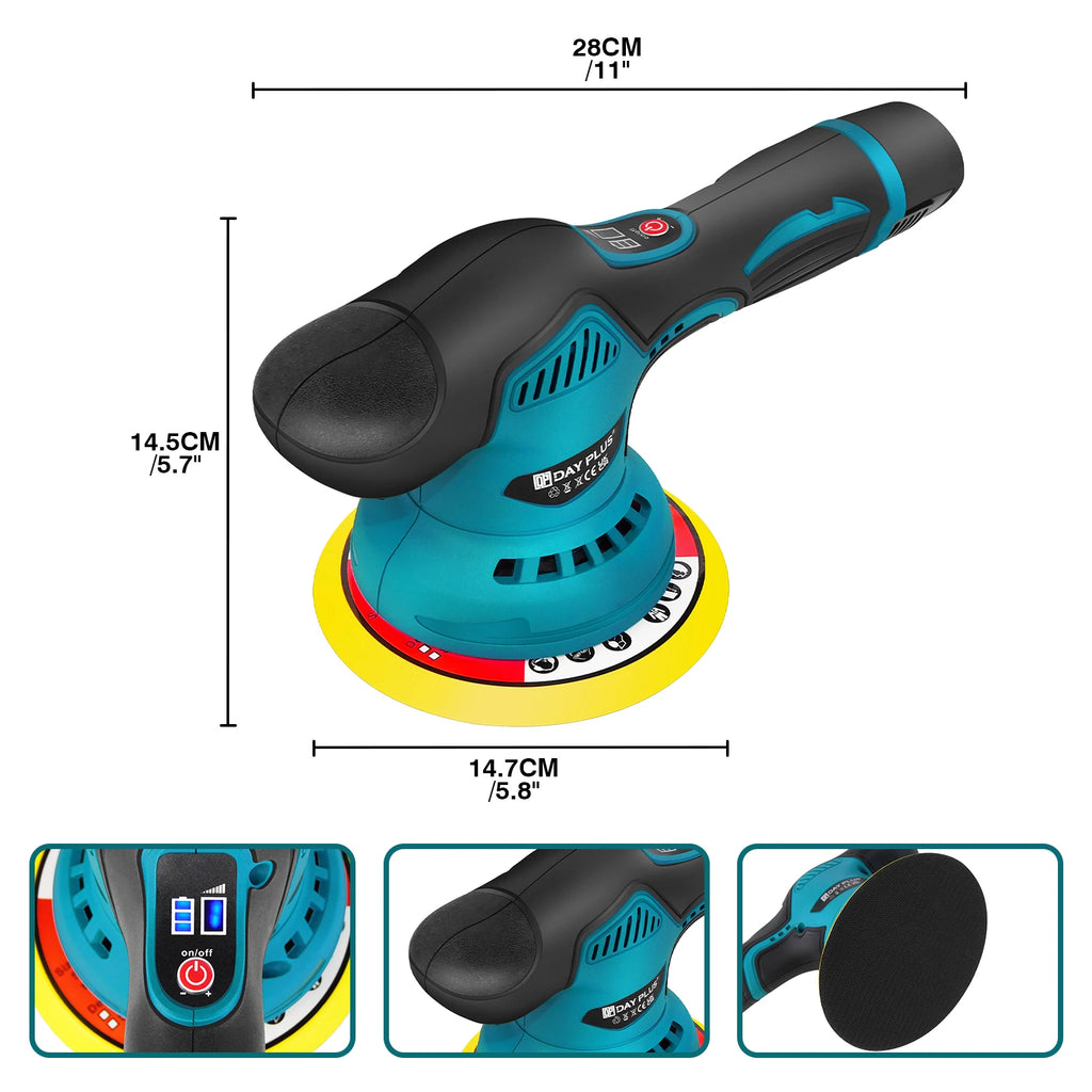 Lucidatrice a batteria senza spazzole, kit lucidatrice da 2000 mAh e 12 V + 8 velocità variabili, 2800-5500 giri/min per la pulizia di auto, barche, pareti, pavimenti