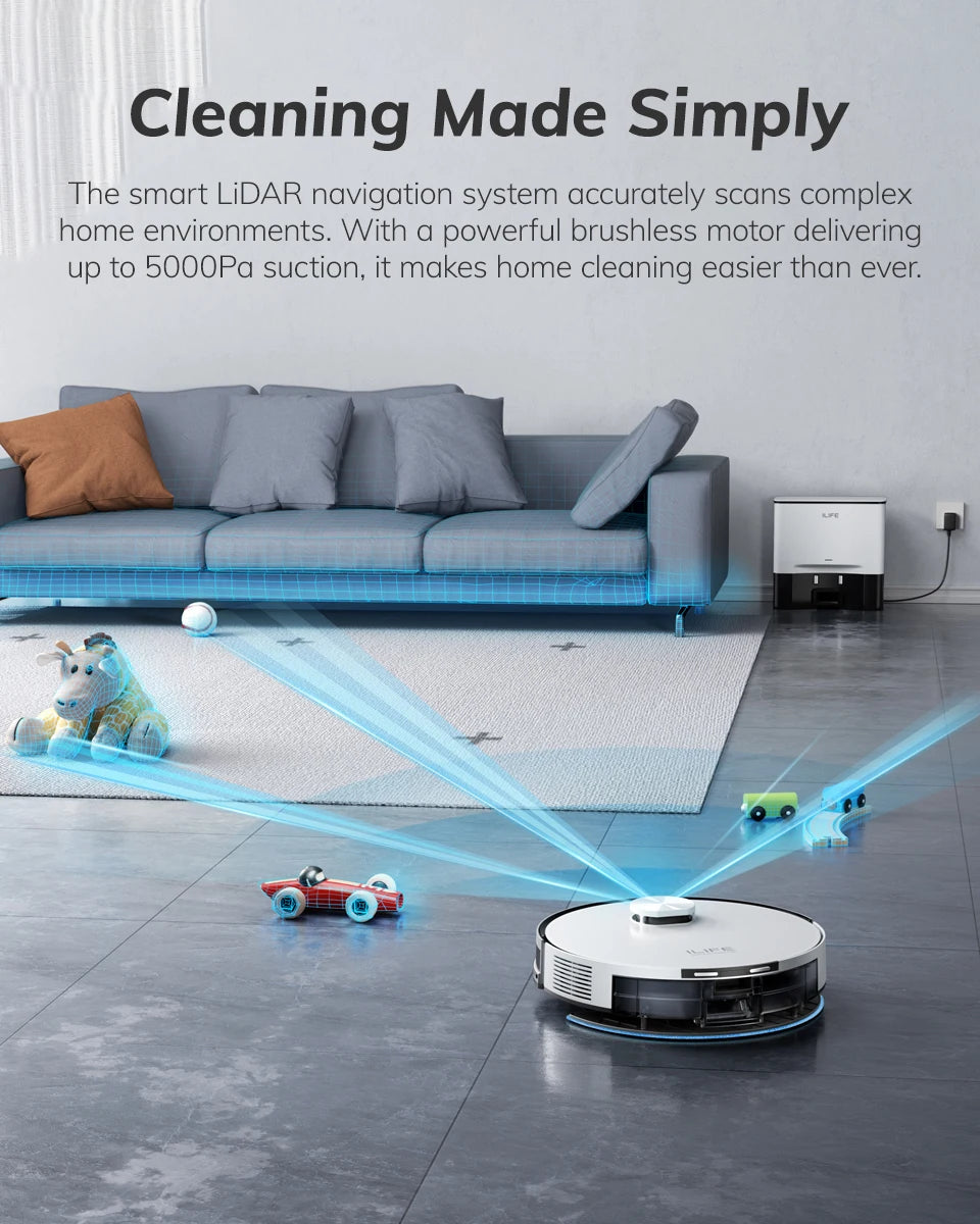 ILIFE A30 PRO 5000Pa Aspirazione, Robot Aspirapolvere e Lavapavimenti Combo
