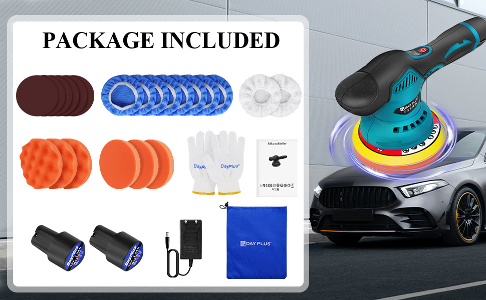 Lucidatrice a batteria senza spazzole, kit lucidatrice da 2000 mAh e 12 V + 8 velocità variabili, 2800-5500 giri/min per la pulizia di auto, barche, pareti, pavimenti