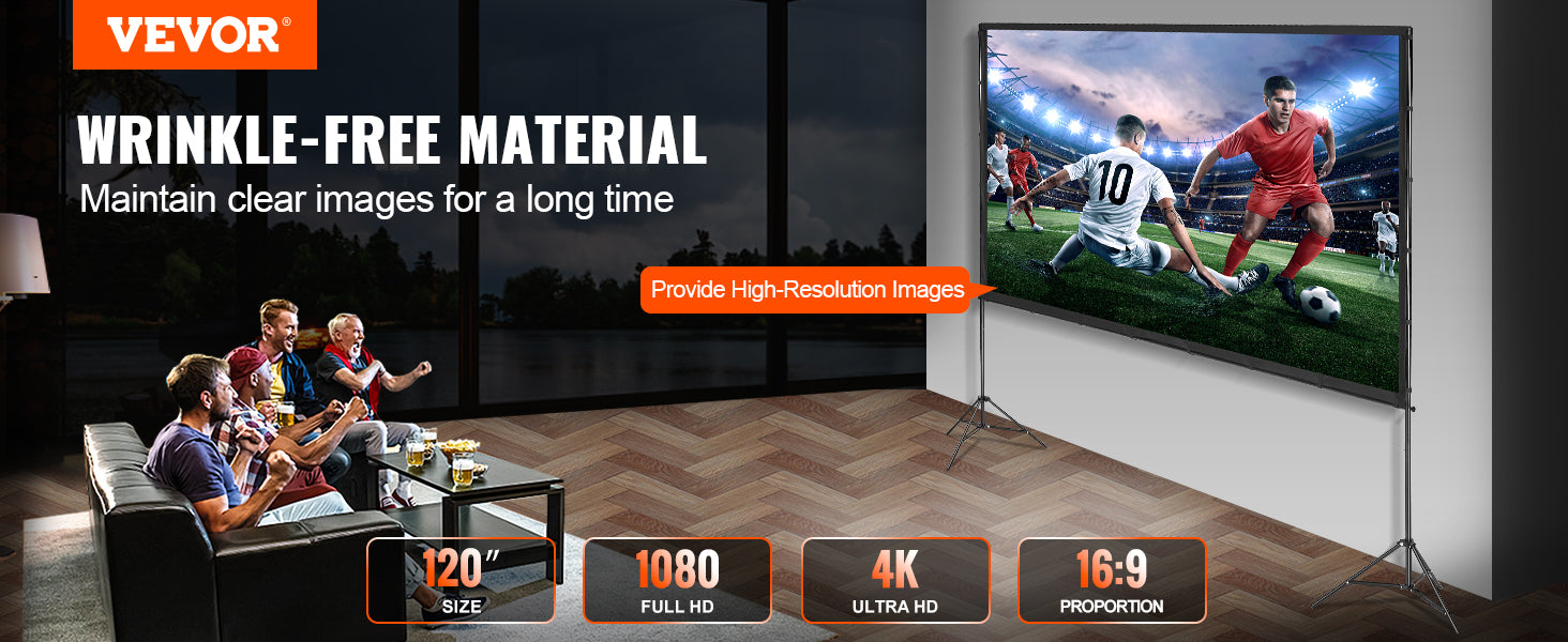 Schermo per proiettore SucceBuy con supporto da 100, 120 e 150 pollici, 16:9, 4K, 1080 HD, schermo di proiezione portatile per home office, cinema