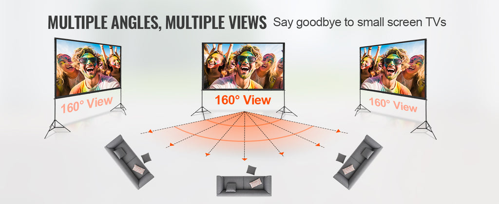 Schermo per proiettore SucceBuy con supporto da 100, 120 e 150 pollici, 16:9, 4K, 1080 HD, schermo di proiezione portatile per home office, cinema